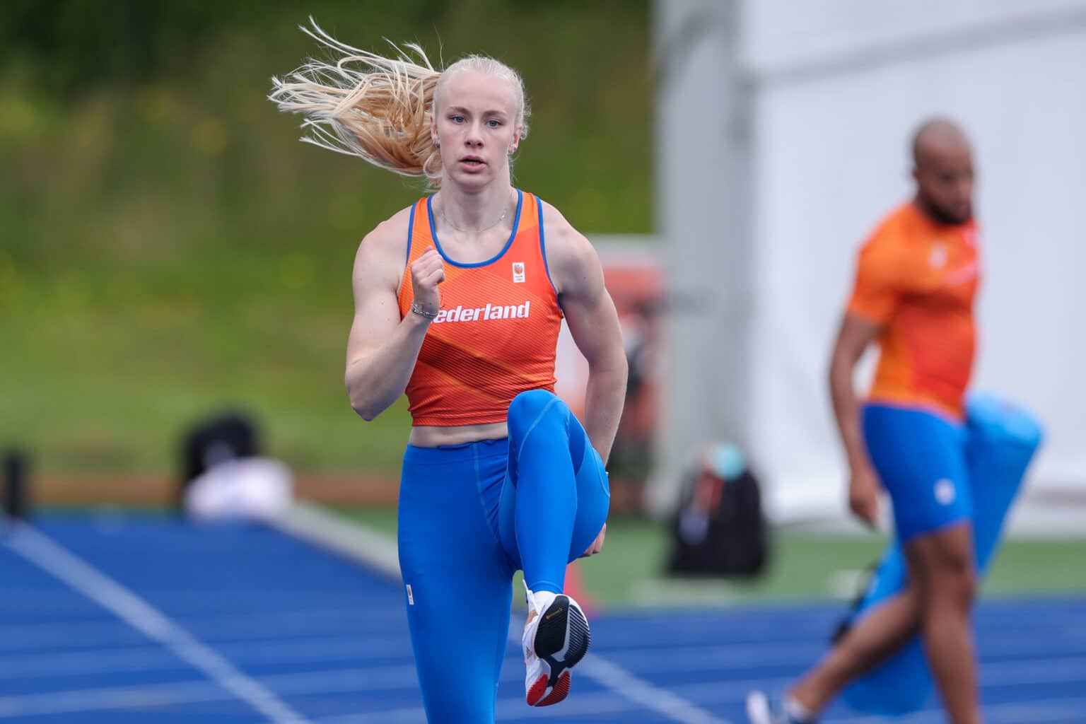 PAPENDAL, NETHERLANDS - JULY 8: Marije van Hunenstijn of The Netherlands during an training at the Press presentation of the olympic team of the Dutch Athletics Federation at the Athletics track on July 8, 2021 in Papendal, Netherlands (Photo by /Orange Pictures) ATLETIEKUNIE