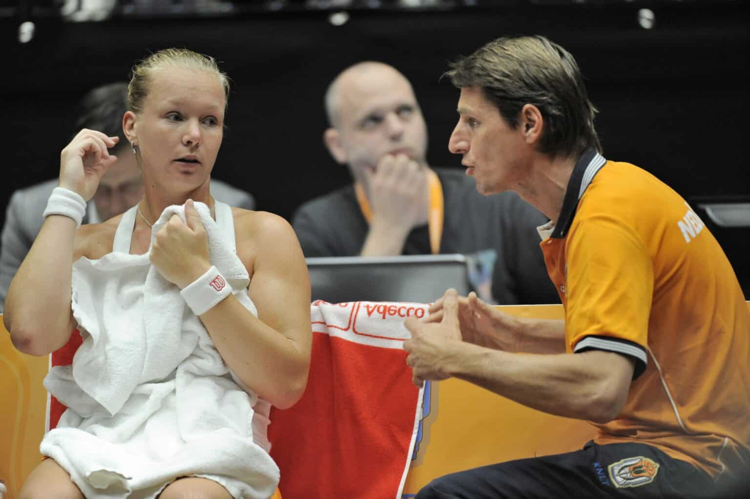 20-04-2014 TENNIS; FED CUP NEDERLAND-JAPAN: DEN BOSCH
Kiki Bertens (NED) en coach Paul HaarhuisFoto: Soenar Chamid