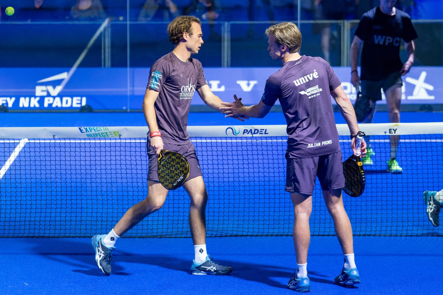 EINDHOVEN, NETHERLANDS - MARCH 21: Youp de Kroon, Julian Prins during the EY NK Padel at Beursgebouw on March 21, 2025 in Eindhoven, Netherlands. (Photo by Joris Verwijst/BSR Agency)