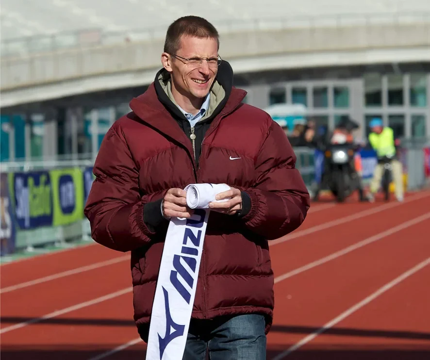 Kamiel Maase bij de marathon in het Olympisch Stadion
