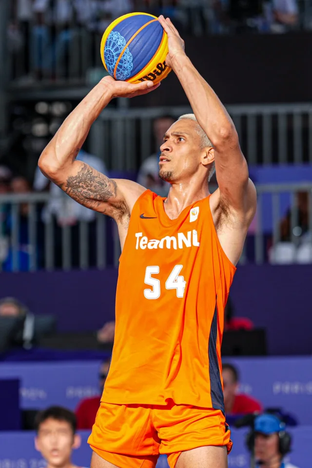 Worthy de Jong in actie tijdens de Olympische Spelen