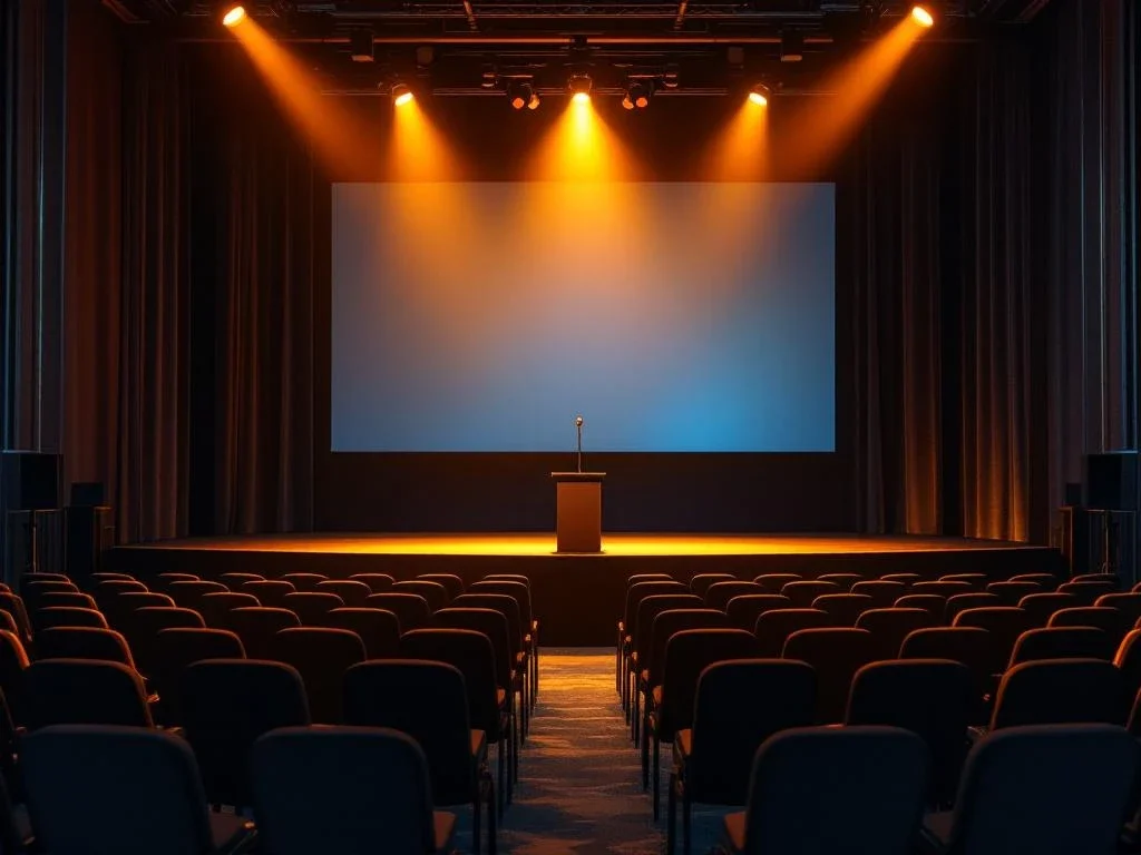 Lege conferentiezaal met podium