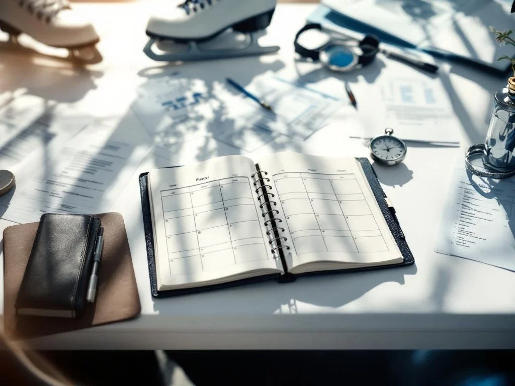 Elegant planningsruimte met open leren agenda