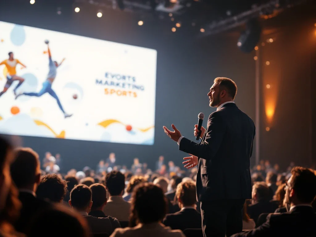 Spreker op podium in conferentiehal