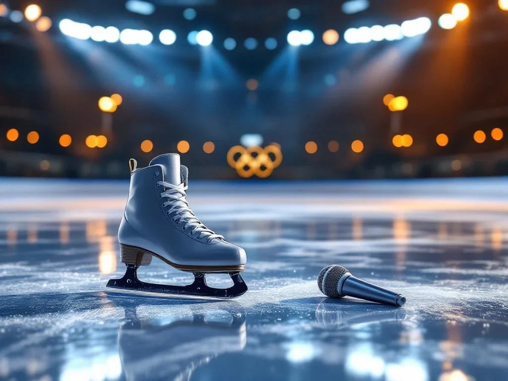 IJshockeybaan van bovenaf met professionele schaatsen