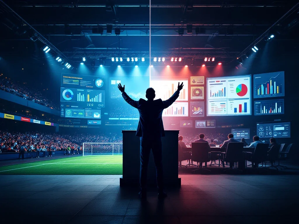 "Gesplitst beeld: sportarena links